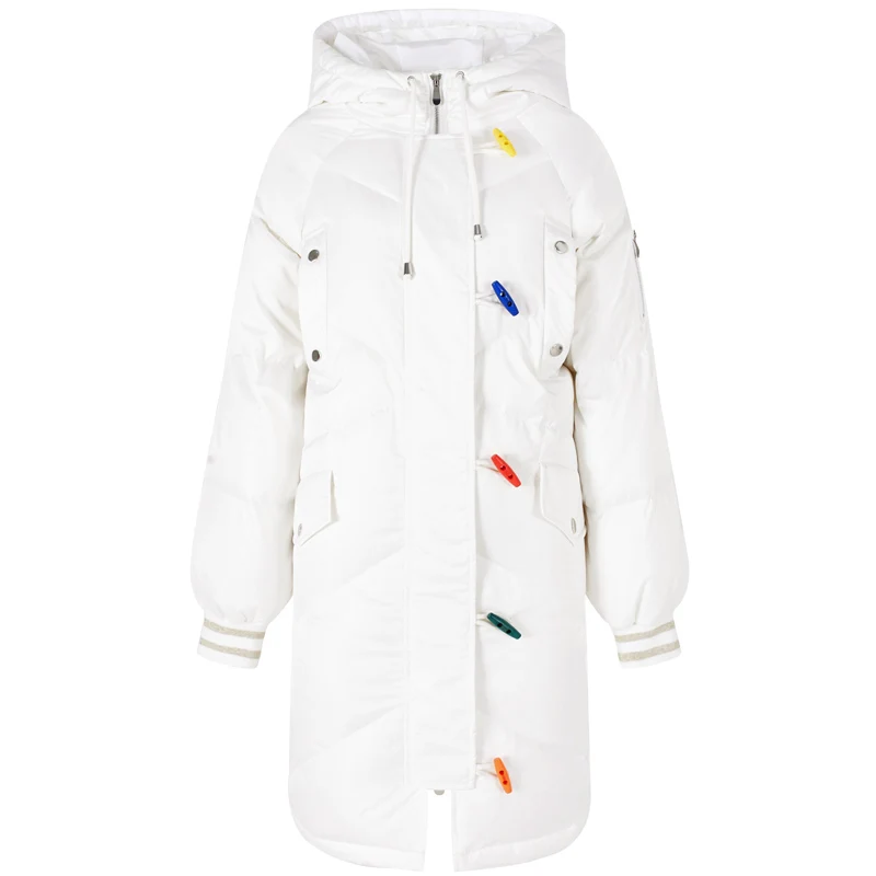 ELFSACK новинка зимнее женское пальто куртки 90% белый утиный пух с капюшоном длинный