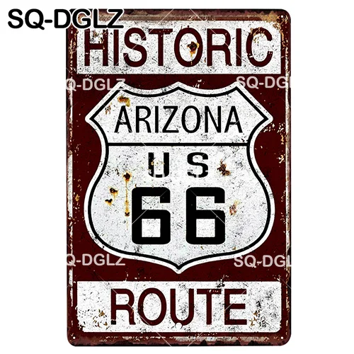 [SQ-DGLZ] мотель ROUTE 66 Оловянная вывеска Настенный декор американцы мужские уличные металлические поделки живопись Plaques 66 ROUTE США карта художественный плакат - Цвет: 1361
