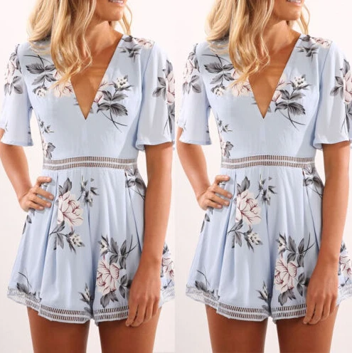 Женское повседневное хлопковое короткое летнее платье с глубоким v-образным
