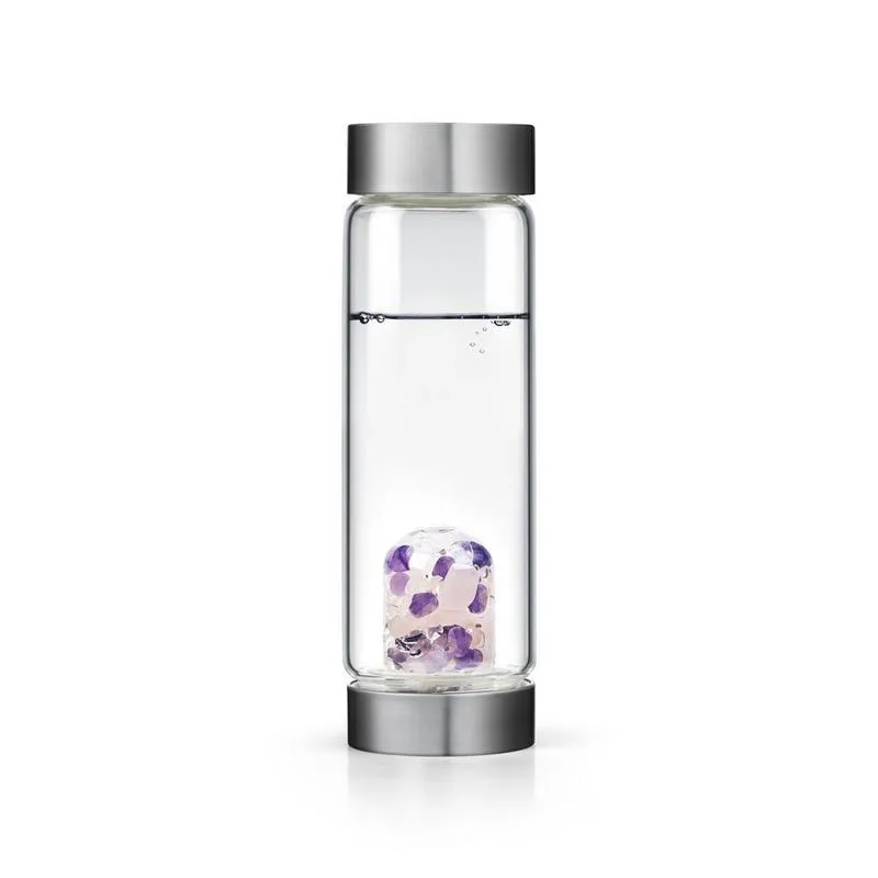 White Purple crystal Soffe 600 мл энергетическая целебная бутылка для воды с натуральным кристаллом драгоценный камень кварц My Crystal стеклянные бутылки для воды Bpa бесплатно с крышкой стакан - Цвет: White Purple crystal