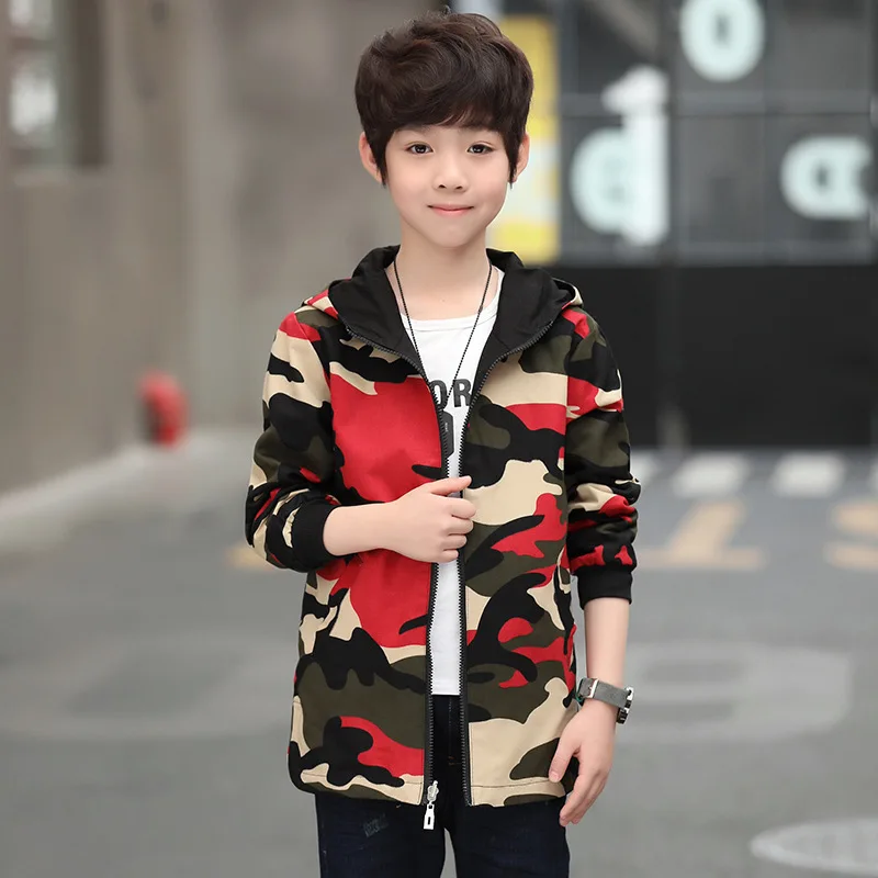 Весенняя камуфляжная куртка для мальчиков подростков верхняя одежда толстовки с