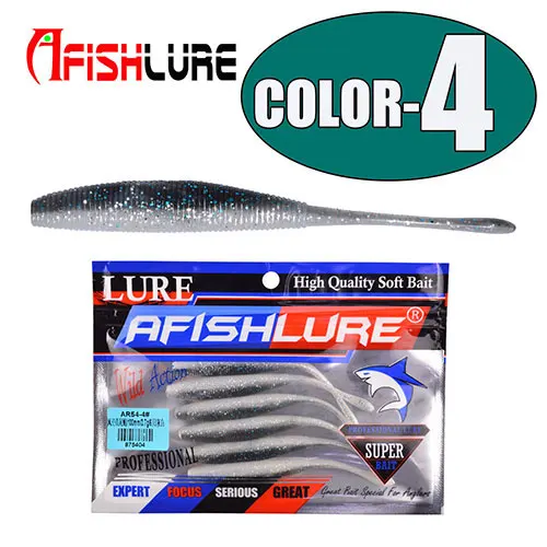 Color4 Afishlure Свинг червяк приманка для рыбалки прямой хвост мягкая имитация червя Grubs 100 мм/3,7 г Maggot мягкая плавающая приманка 6 шт./лот - Цвет: Color4