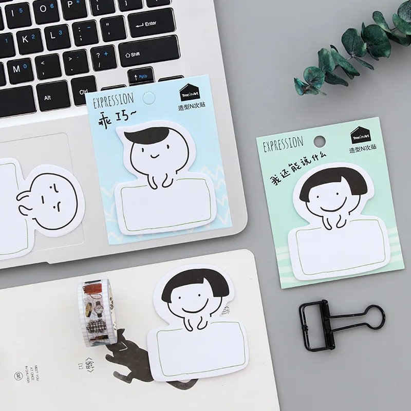 4 Pack/Set Новинка милый смайлик N раз Закладка для книги Липкие заметки бумага