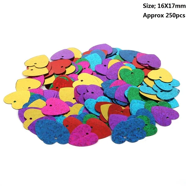 Heart shaped 250pcs Новые поступления, разные цвета, разные размеры, свободные блестки для одежды, аксессуары для рукоделия, для скрапбукинга, свадьбы - Цвет: Heart shaped 250pcs