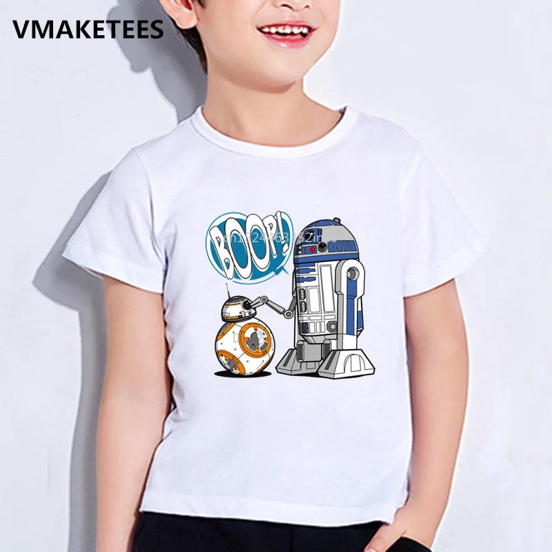Детские футболки с принтом Звездные войны робот R2-D2 Детская летняя футболка