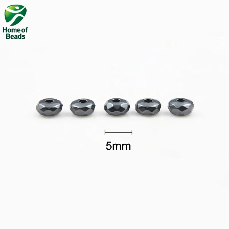 AAA Качество камень гематит Свободный плоский граненый разделитель бусины черный