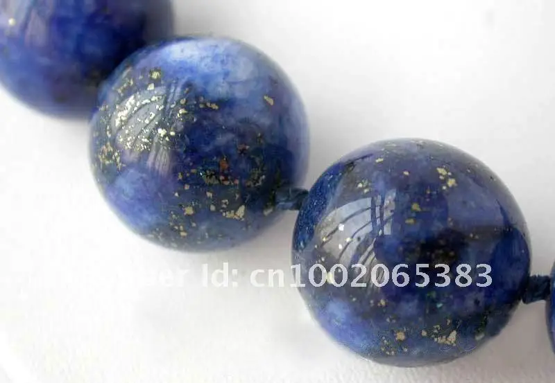 

Women's 20 mm blue nature round lapis lazuli bead necklace