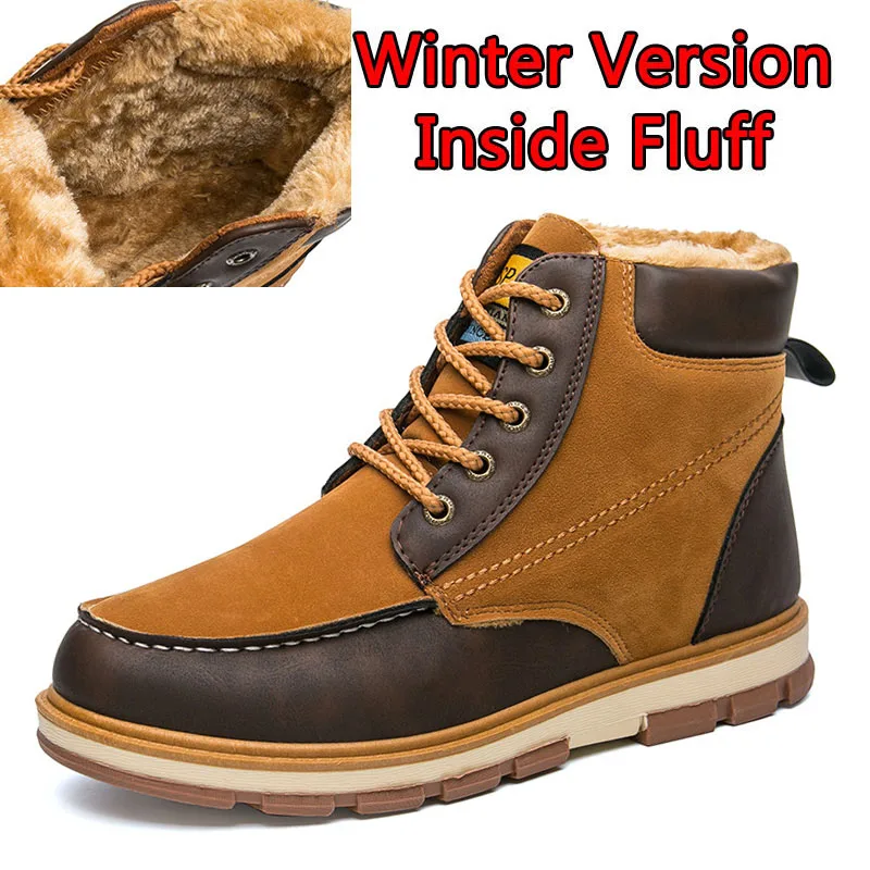 Winter Brown SURGUT/брендовая модная новинка года; сезон осень-зима; мужская повседневная Рабочая обувь; теплые плюшевые удобные нескользящие зимние ботинки; размеры 39-46 - Цвет: Winter Brown