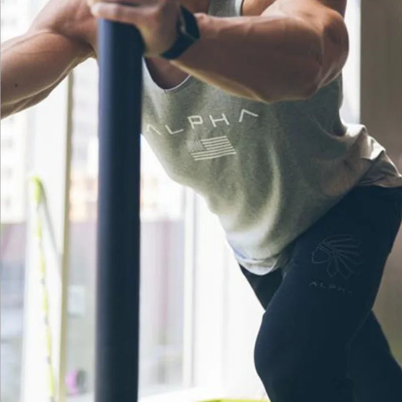 Спортивный жилет для мужчин Бег Спортзал Фитнес Бодибилдинг Tanktop Slim fit майка