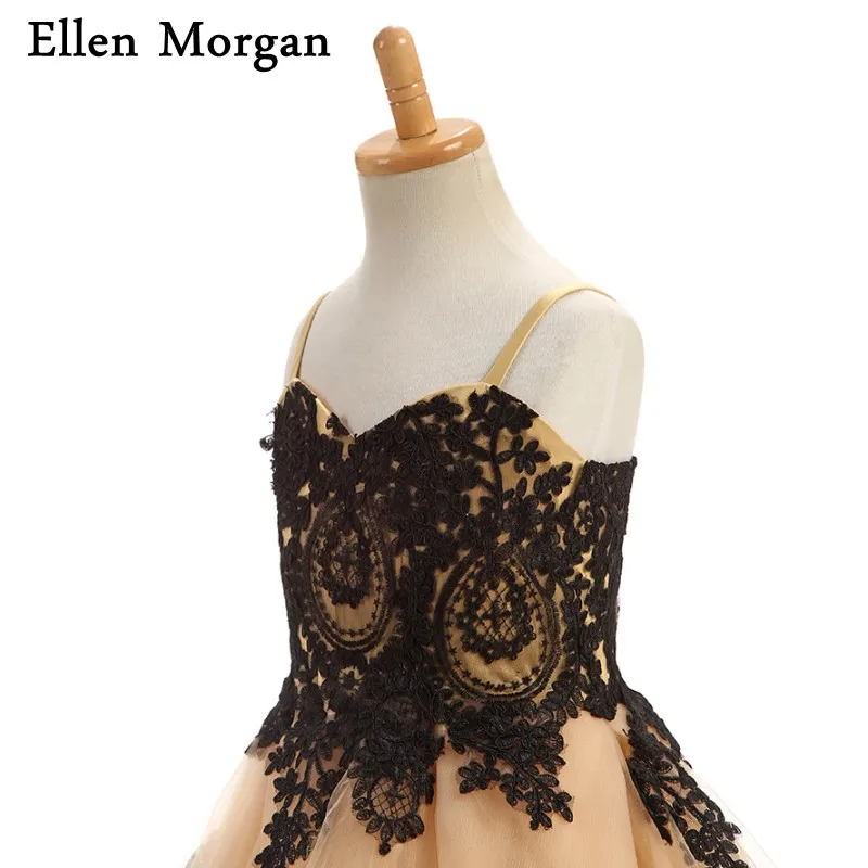 Платья для девочек с золотыми цветами пикантные Детские платья на бретельках