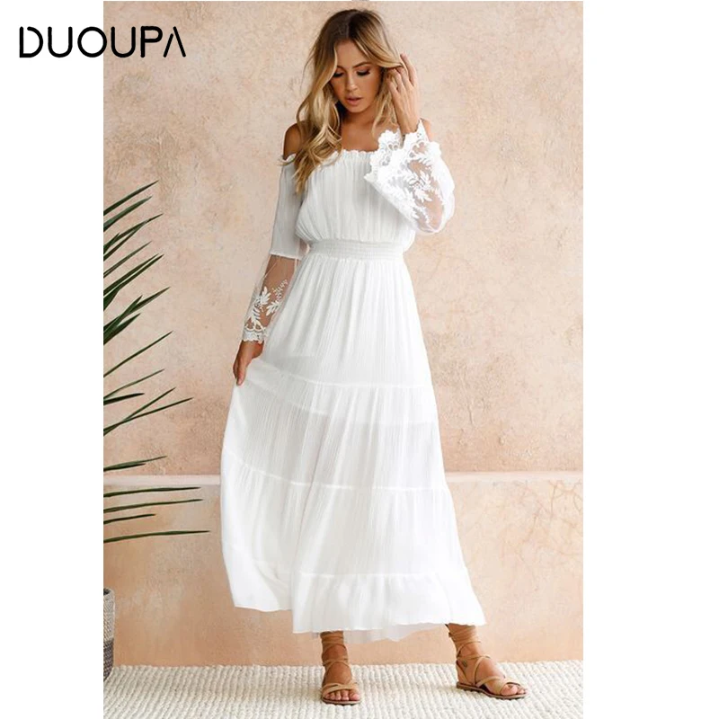 DUOUPA летнее платье Для женщин 2019 новый сексуальный с плеча спинки line пляжные
