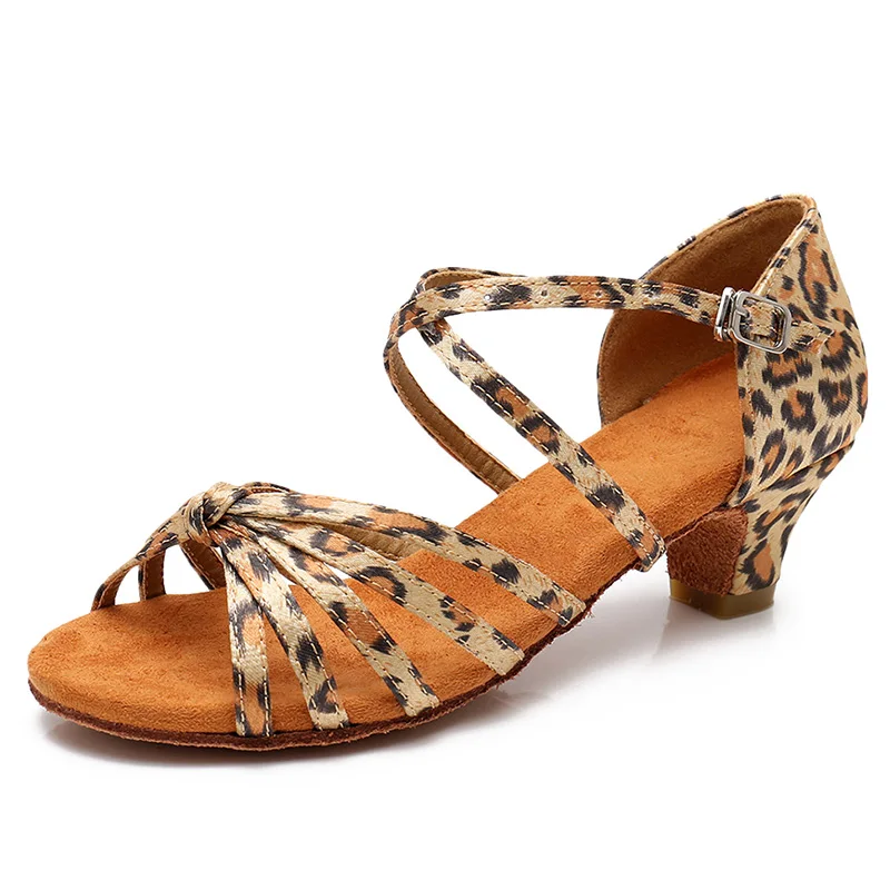Leopard Kont Туфли для латинских танцев для женщин, детей, девочек, детей, для латинских танцев, танго, бальных EU24-42, 17-26 см, женские танцевальные туфли на низком каблуке - Цвет: Leopard Kont