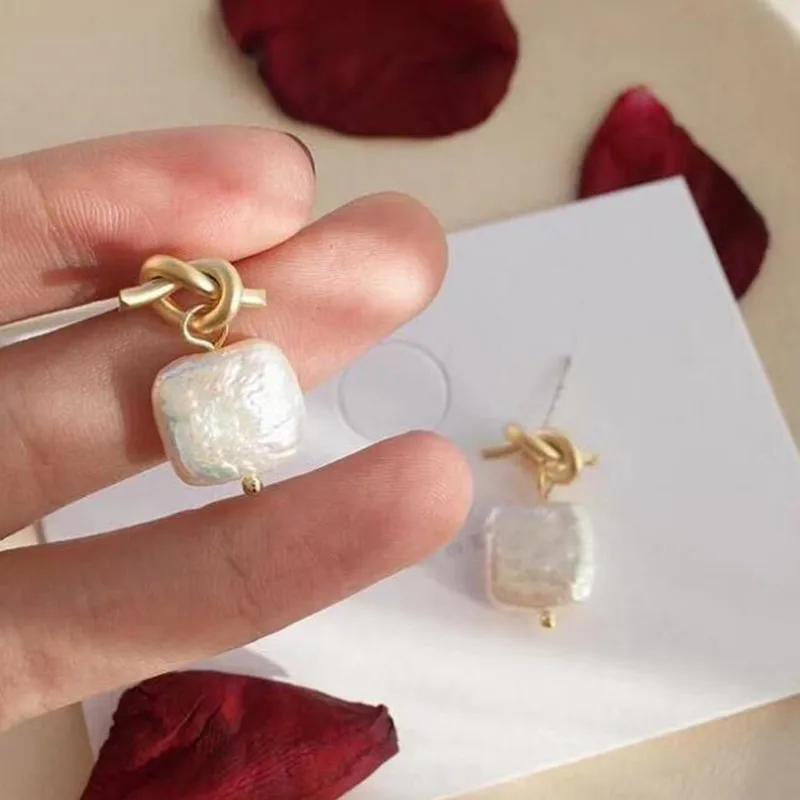 Женские Геометрические серьги из натурального пресноводного жемчуга Bovvsky с