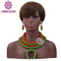 chunky fantastic orange and lime green nigerian wedding bridal jewelryset women style african fashion bead free shipping abl576