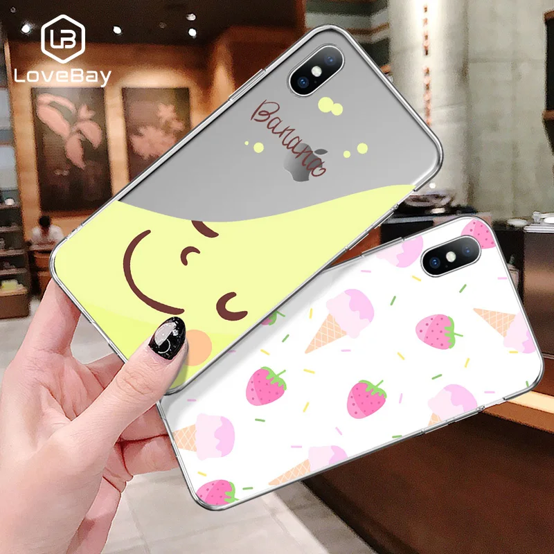 Lovebay Phone Case For iPhone 6 6s 7 8 Plus X XR XS Max 5 5s SE Fashion Lovely Cat Ice Cream Soft TPU |