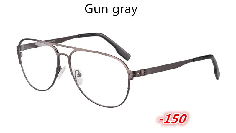 Gun gray -150 Солнцезащитные фотохромные очки с полной оправой, модные студенческие короткие очки для коррекции зрения-1,0-1,5-2,0-2,5-3,0-3,5-4,0 - Цвет оправы: Gun gray -150