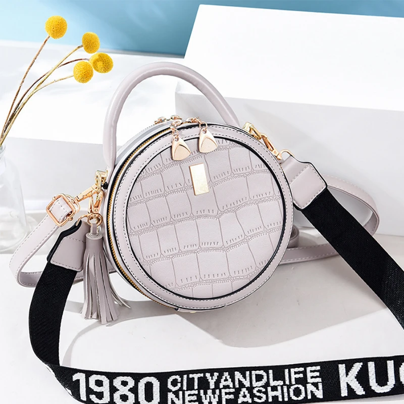 Брендовая женская сумка с крокодиловым узором кожаная маленькая круглая