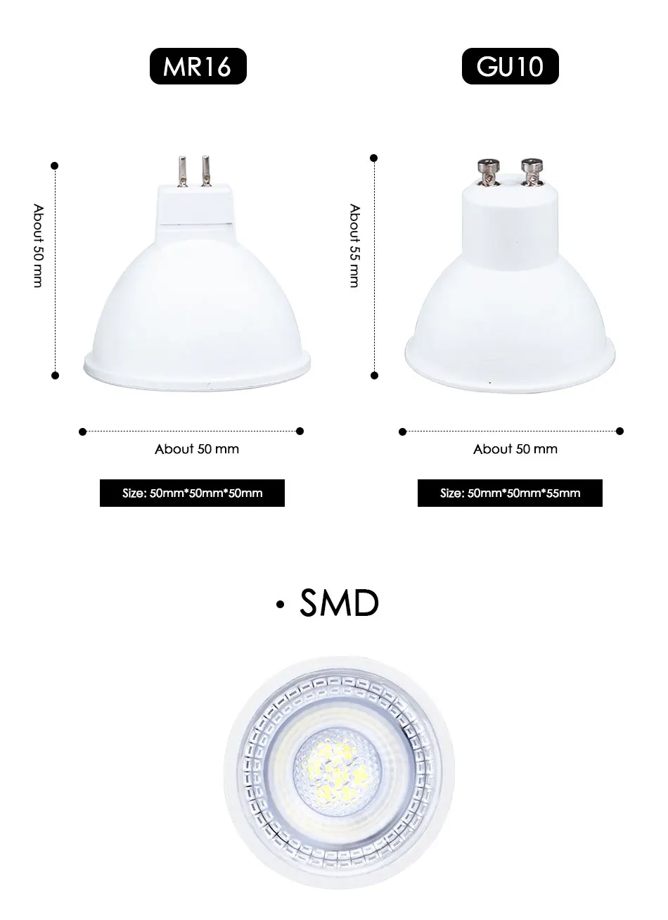 Светодиодный точечный светильник 6 Вт MR16 GU10 SMD 2835 lampara 12 в 110 В 220 В комнатный энергосберегающий настольный домашний декоративный Ампульный диодный светильник