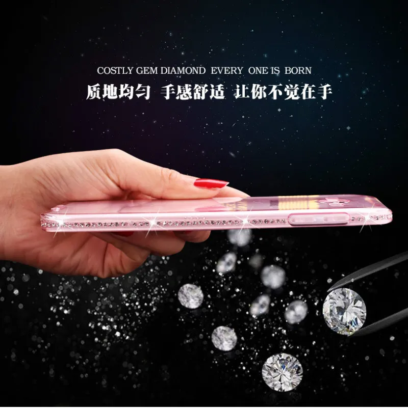 Силиконовый чехол со стразами для Samsung Galaxy S5 S6 edge блестящий милый роскошный с 3D
