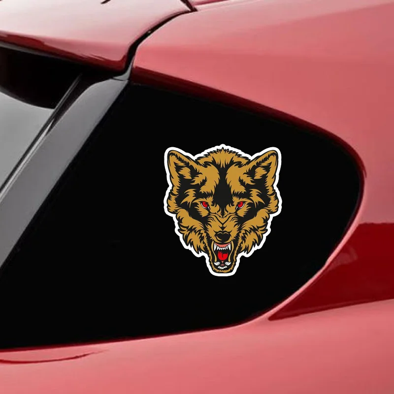 

YJZT 12.4*14CM Interesting Angry Wolf Head Cartoon Colored PVC Car Sticker Decoration Graphic C1-5453