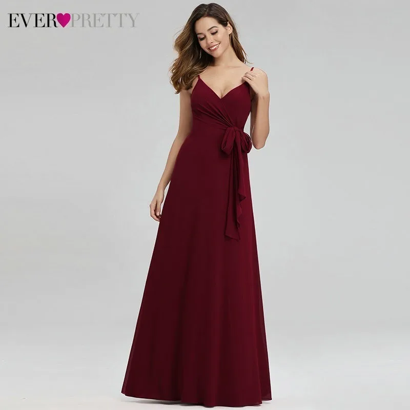 Ever Pretty элегантные Бордовые Платья для подружки невесты длинные трапециевидные