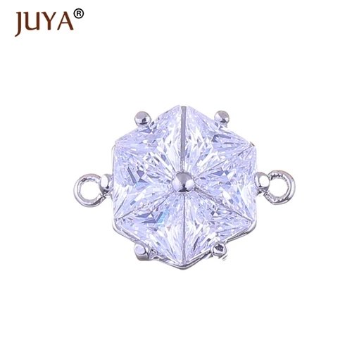 silver Фурнитура для бижутерии, кристалл цветок коннектор, для производства серег, браслетов, колье,фурнитура для сережек - Цвет: silver