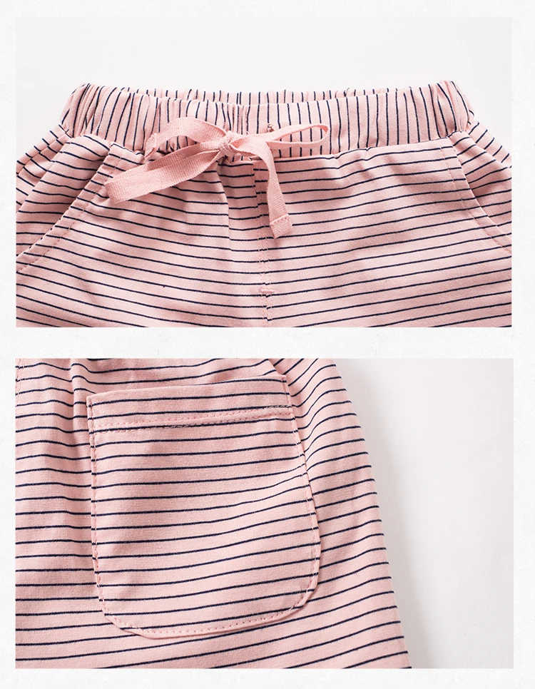DON`T CALL ME BABY Children Pink Striped Summer Shorts Boys Casual Cotton Soft Shorts Girls Sweet Cute Basic Homewears 90209-01