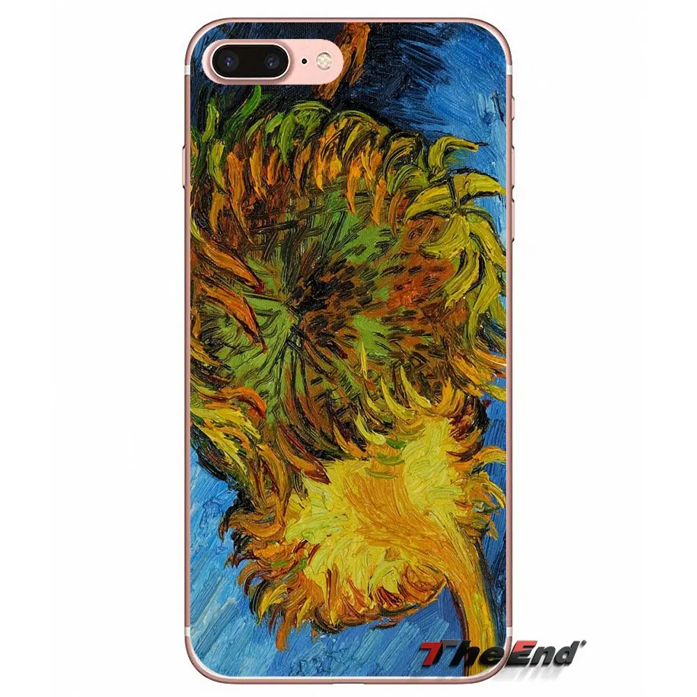 Мягкий чехол для iPhone X 4 4S 5 5S 5C SE 6 6S 7 8 Plus Samsung Galaxy J1 J3 J5 J7 A3 A5 2016 2017 Ван Гог Подсолнухи