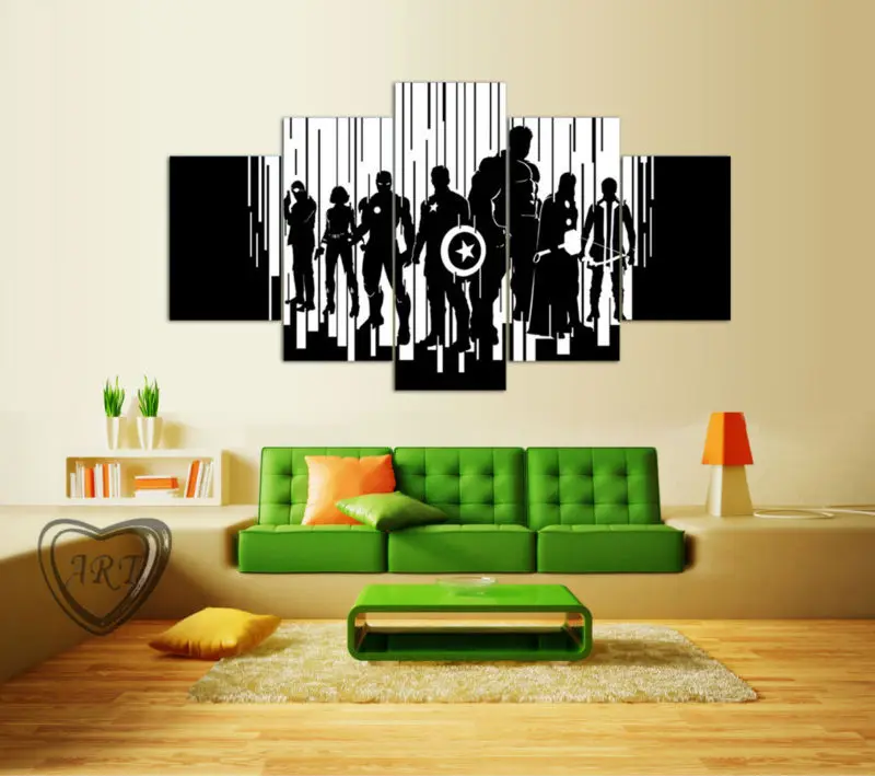 AtFipan Modern Home Decor Black White Avengers Canvas Art Painting Unframed Wall Pictures For Bedroom Perfect Modular | Дом и сад