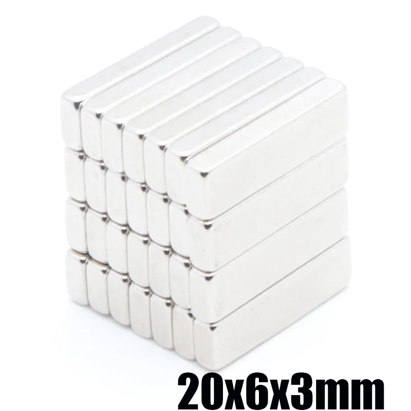 

50pcs 20x6x3 mm Rectangular Magnet 20mm*6mm*3mm Suction Neodymium Magnets Sheet Neodimio Imanes Magneet Tape 20*6*3 mm