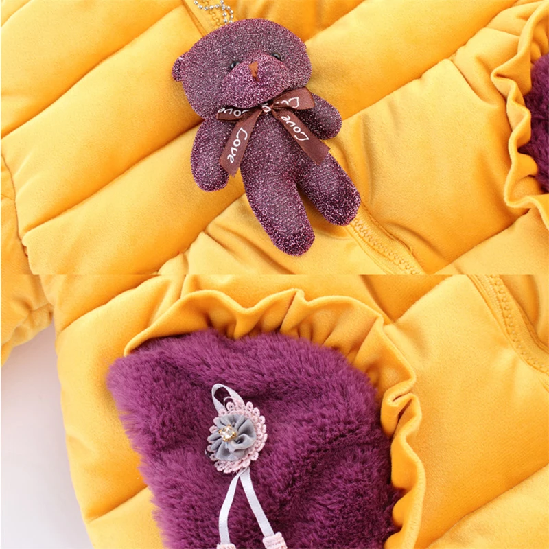 Girls Jackets Baby Outdoor Warm Clothing Thick Coats Windproof Children Winter Kids Cartoon bear Outerwear | Детская одежда и