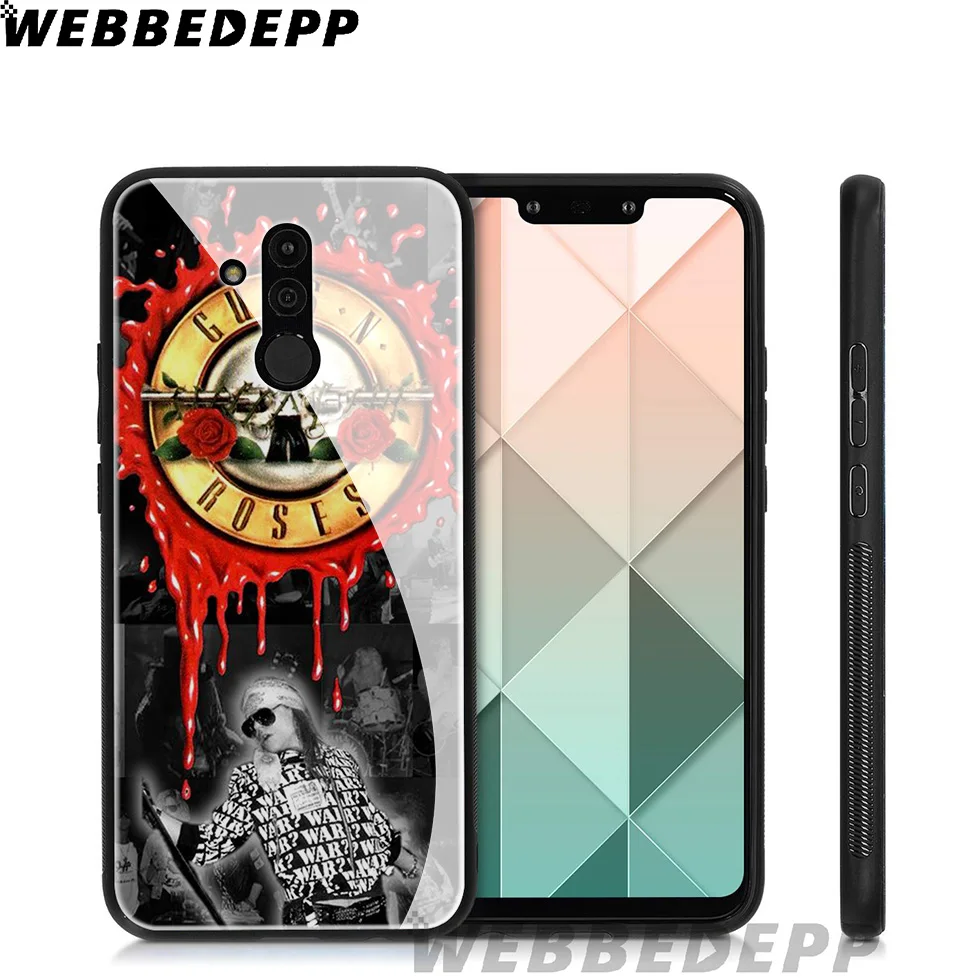 WEBBEDEPP Guns N Roses Tempered Glass Case for Huawei Mate 20 P20 P10 P Smart 2019 2018 &amp Honor 10 9 8X 7A Lite Pro |