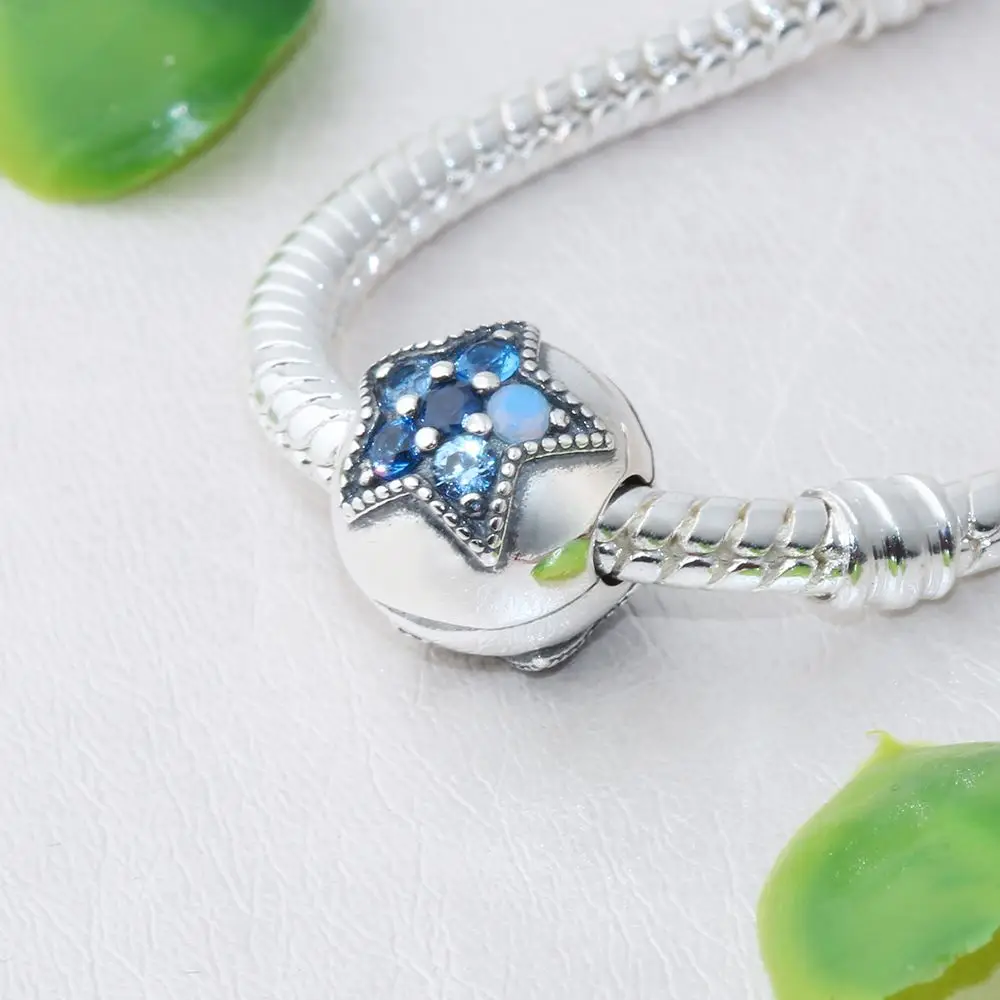 Wybeads 925 серебро яркая звезда клип Подвески multi-Цвет Кристалл европейский бисера