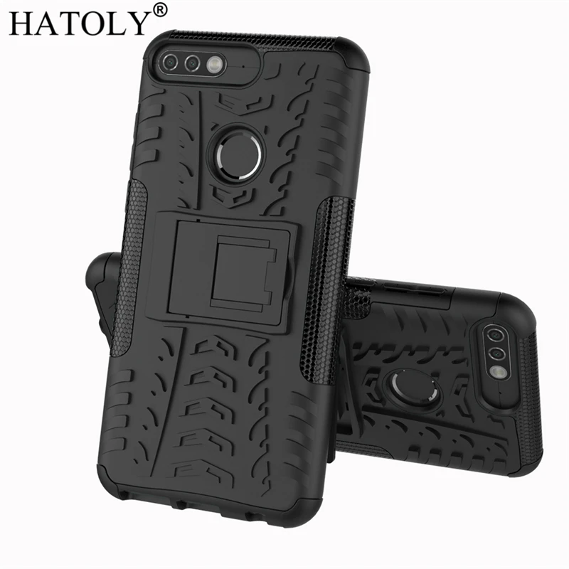 

HATOLY For Cover Huawei Honor 7C Pro Case Y7 Prime 2018 Armor Silicone Hard Plastic Cases for Huawei Honor 7C Pro with Holder