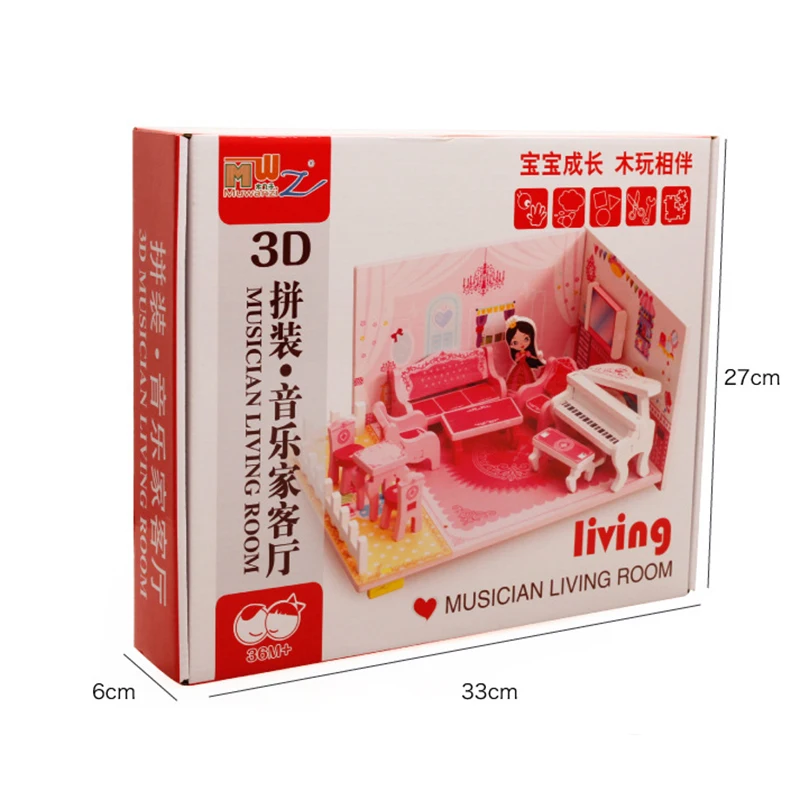 Kids Princess Wooden Assemble DIY Doll House Toy Lovely Houses Buliding Kits Girls Living Room Birthday Gift DX37 | Игрушки и хобби
