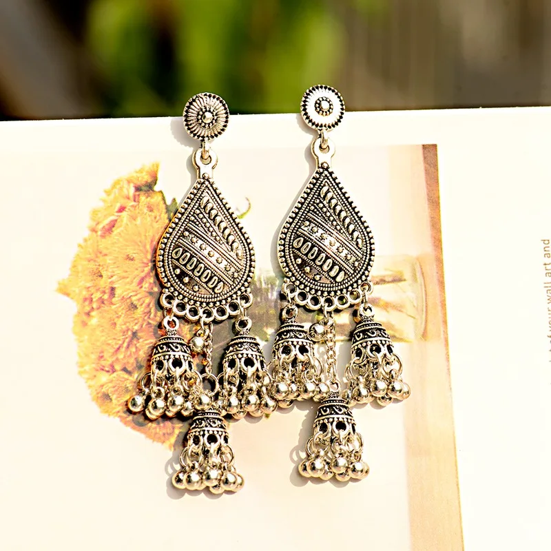 OIQUEI 2020 богемные индийские ювелирные изделия Jhumka маленькие колокольчики длинные