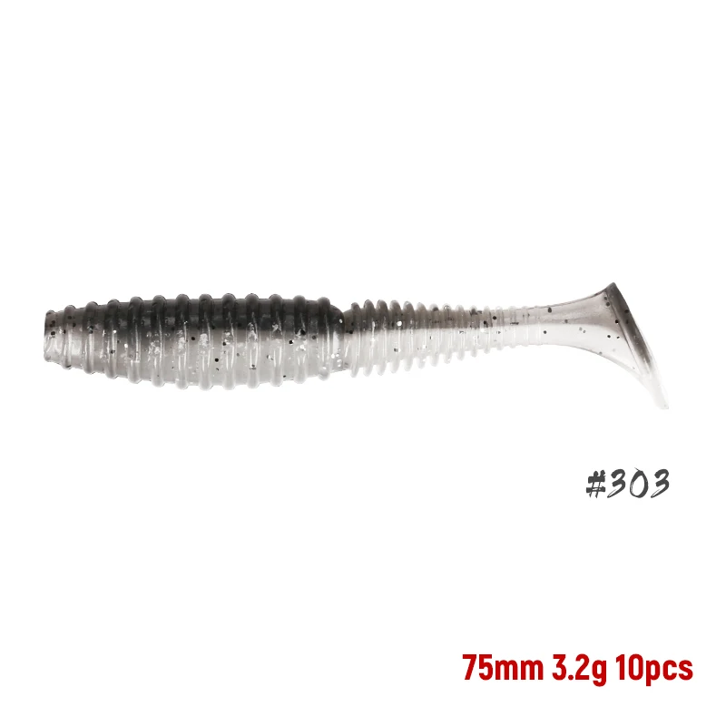 303 TSURINOYA Т хвост рыболовные приманки TS1703 7,5 см 3,2g искусственные мягкие приманки Светящиеся личинки свимбейт в форме червя бас приманка для щуки 6 шт./пакет - Цвет: 303