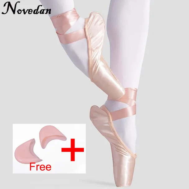 Пуанты с лентами и гелевыми подушечками для детей взрослых|dance women|ballet pointe shoessatin