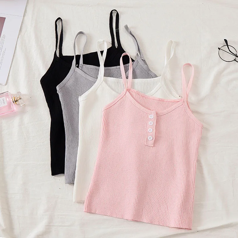 Топ женский трикотажный на пуговицах без рукавов|Топы| |