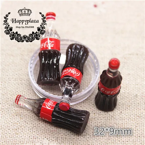 no screw eye 10pcs 10 шт каваи Смола моделирование 3D бутылка для напитков миниатюрный художественный плоский с оборота Кабошон DIY ремесло украшение, 32*9 мм - Цвет: no screw eye 10pcs
