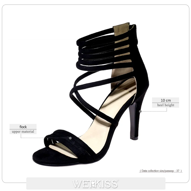 WETKISS Big Size Sandals Cross Strap Women Designer Shoes Woman Footwear High Heels Narrow Band Sexy Summer | Обувь