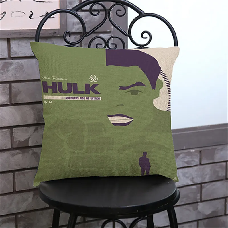 Marvel мстители супергерой мультфильм декоративные скандинавские Ретро диванные подушки Чехол кровать стул вельветовый чехол для подушки Лен e725 - Цвет: H Cover