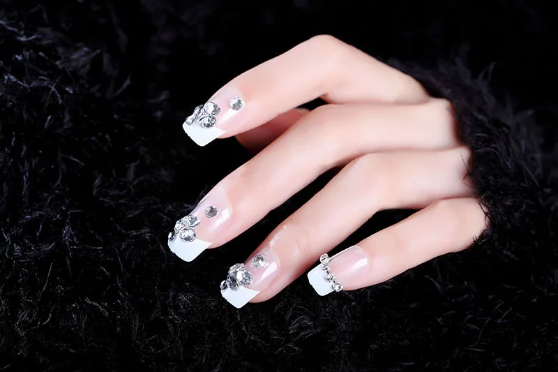 24 шт./компл. телесный розовый блеск накладные ногти квадратная голова горный