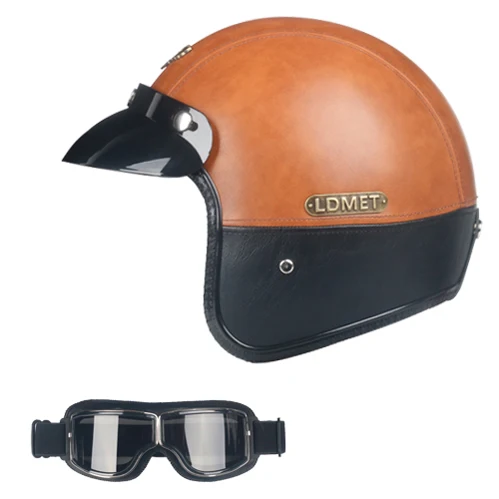 LDMET Кожа PU casco moto Винтаж moto rcycle шлем с открытым лицом камуфляж capacetes de moto ciclista vespa Кафе racer - Цвет: 20