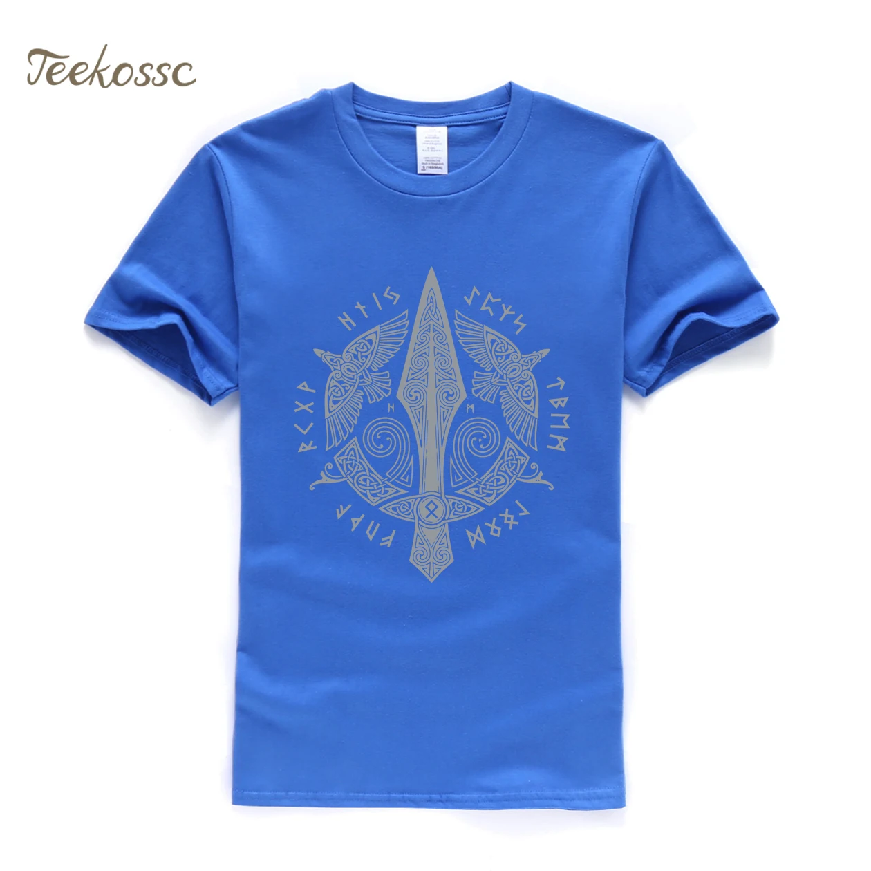 blue Odin Vikings Футболка мужская скандинавские руны валхалла Футболка Мужская s летние топы Футболка крутая уличная футболка для фанатов ТВ шоу - Цвет: blue
