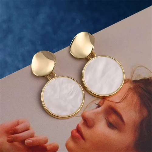 ZL0000297-2 IPARAM, модные корейские Золотые женские серьги, круглые овальные серьги в форме сердца, геометрические ювелирные серьги - Окраска металла: ZL0000297-2