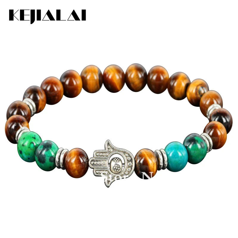 Модные браслеты из бисера с натуральным тигром и глазом 2014 Новый дизайн 8 мм