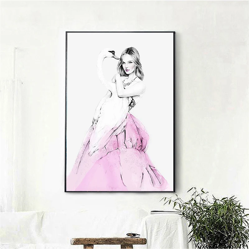 Лебеди и дев современные в северной стены Книги по искусству холст картины