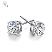 lesf 925 silver fashion jewelry a 5mm white synthetic diamond earrings for women bridal stud earrings best gift