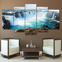 canvas home decor hd prints poster 5 pieces iceland paintings goda foss waterfall landscape pictures modular wall art decor
